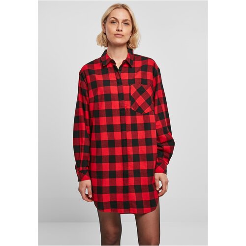 UC Ladies Ladies Oversized Check Flannel Shirt Dress black/red Slike