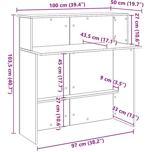  Recepcijski stol Bijeli 100x50x103,5 cm Inženirsko drvo Slike