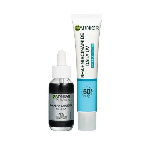 Garnier Pure Active BHA + Niacinamide Daily UV Anti-Imperfection Fluid Set dnevna krema za obraz 40 ml + serum za obraz 30 ml unisex