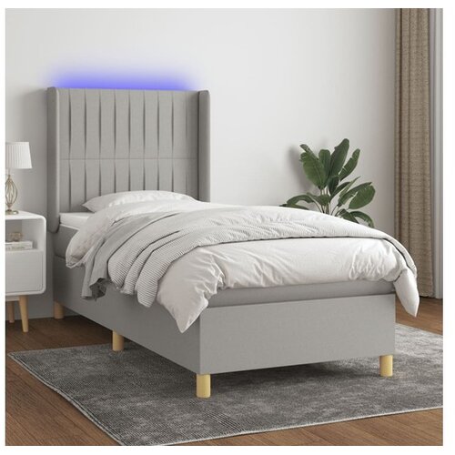  Box spring s madracem LED svjetlosivi 90x200 cm tkanina Cene