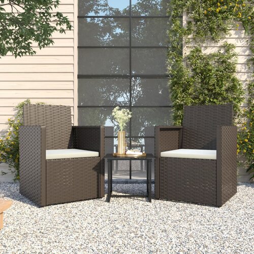 vidaXL 3-dijelni set vanjskih sofa od poliratana s jastucima crni Cijene
