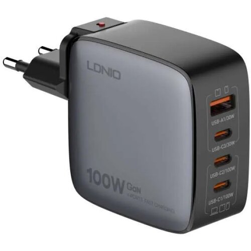 Ldnio kućni punjač sa adapterima Q408 gan pps QC3.0 (30W), 3xPD3.0 (100W), 100W max, a type c na type c kablom crni Cene