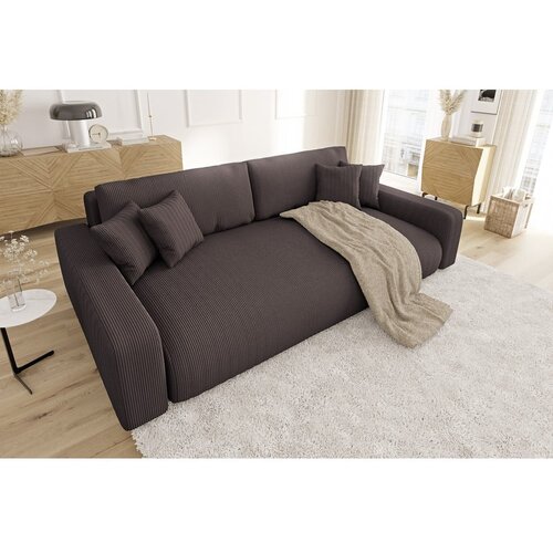 Ropez Smeđa sklopiva/s prostorom za odlaganje sofa od samta 234 cm Sara &amp;ndash; Slike