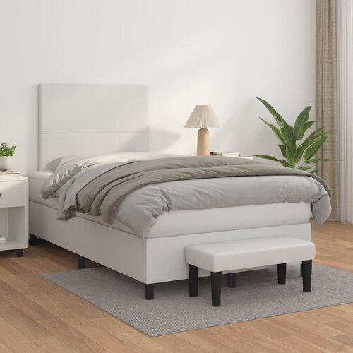The Living Store Box spring postelja z vzmetnico bel 120x200 cm umetno usnje - Box Spring Postelja, (21518907) Slike