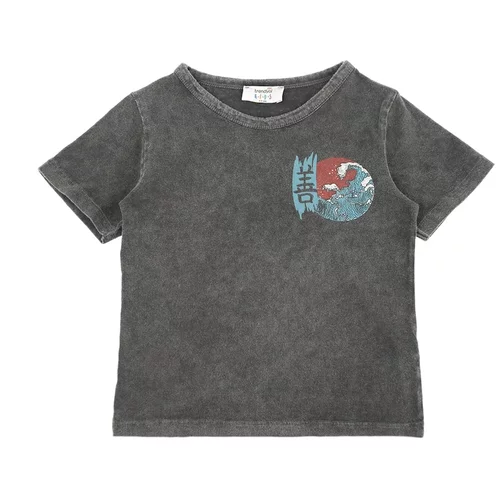 Trendyol Anthracite Acid Wash Printed Boy Knitted T-Shirt