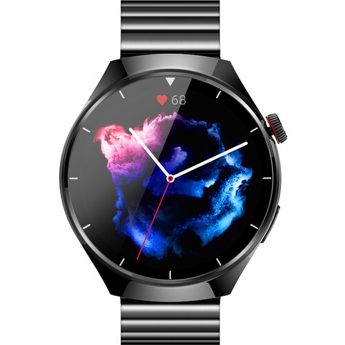 INF Pametna ura, Bluetooth klic in srčni utrip, krvni tlak in kisik v krvi Black + Black Steel, (21402370) Slike