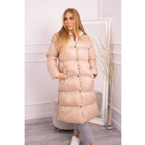 Kesi Quilted winter jacket with a hood beige Slike
