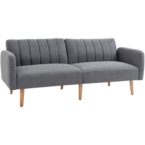 HOMCOM Kauč na razvlačenje dvosjed  poliester sličan lanu  kaučukovo drvo  173x75x73 cm  siva Cijene