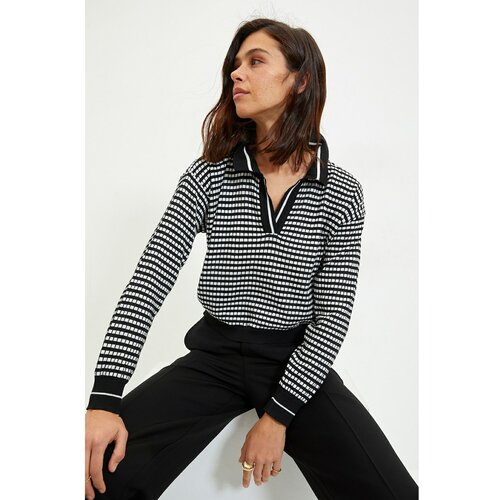 Trendyol black Polo Collar Knitwear Sweater Slike