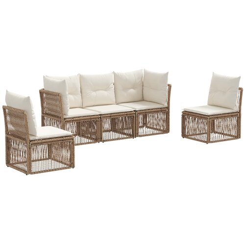 vidaXL Vrtna sedežna garnitura 5 pcs Bež poli ratan, (5000269477) Cene