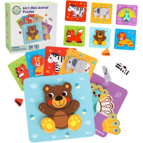 Woopie drvena slagalica: Montessori kocke životinja Slike