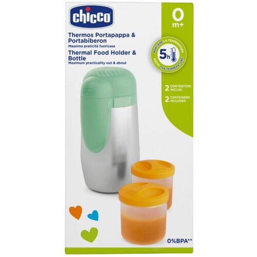Chicco dečiji termos za hranu i piće 2u1 Green Slike
