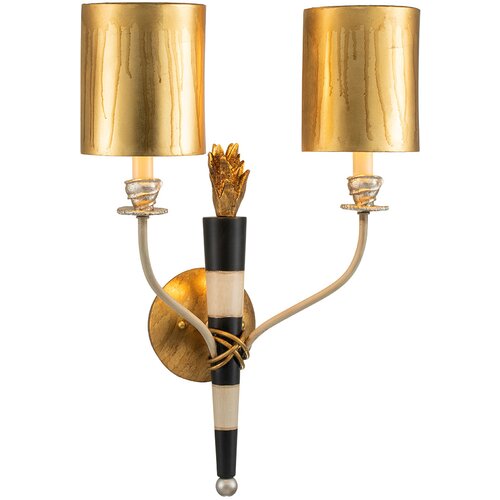 Elstead Lighting Elstead Flambeau Stenska svetilka s svečami za notranjo uporabo, 2 žarnici, črna, zlata z senčniki, E14, (22098895) Cene