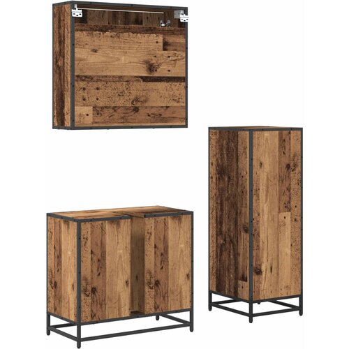  Set namje&amp;scaron;taja za kupaonicu 3 kom. Staro drvo 65 x 33 x 60 cm Slike