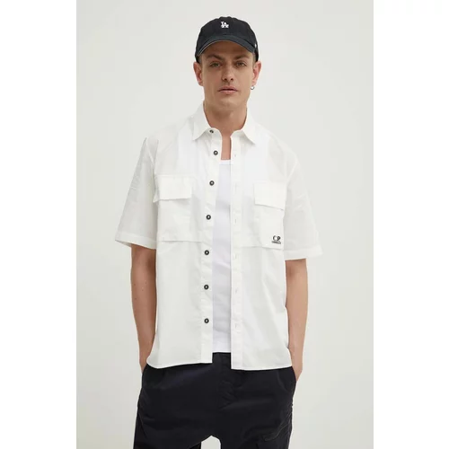 C.P. Company Pamučna košulja Cotton Rip-Stop za muškarce, boja: bijela, regular, s klasičnim ovratnikom, 16CMSH213A005691G