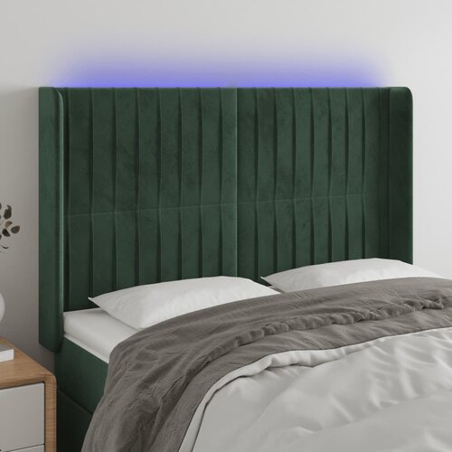  the living store led posteljno vzglavje temno zeleno 147x16x118/128 cm žamet - led vzglavje, (21453751) Slike
