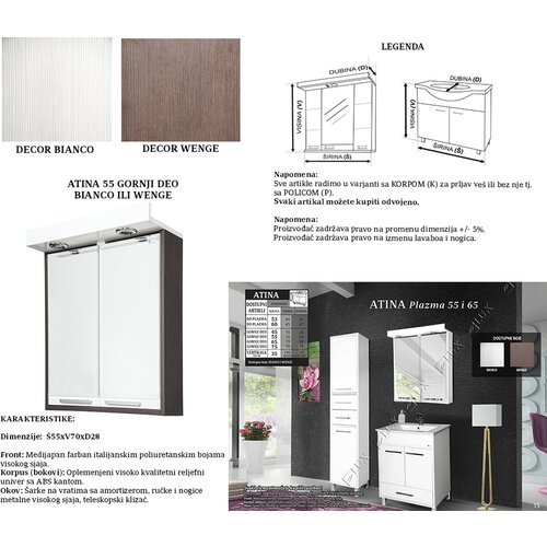 Ceramica lux atina 55 bianco ormarić gornji deo Cene