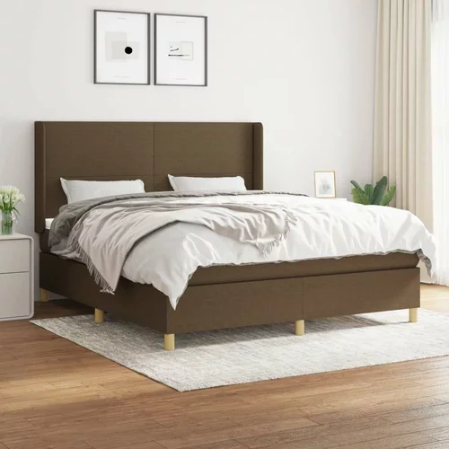  Box spring postelja z vzmetnico temno rjava 180x200 cm blago, (20900064)