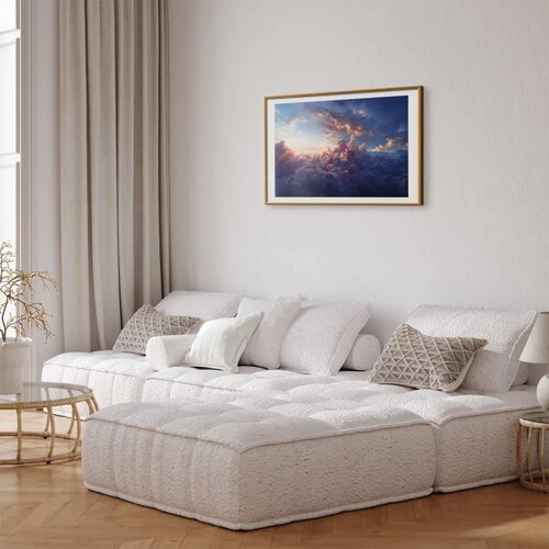  Plakat Sun in Hiding: The Golden Face of the Sky Over the Cloudy Sea 60x40 Zlatni okvir s margom Slike