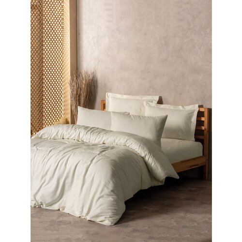  plaid - cream cream ranforce super king quilt cover set (fr) Cene
