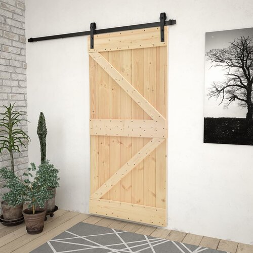 Furnova Drsna vrata s kompletom vodil 80x210 cm trdna borovina, (21944666) Slike