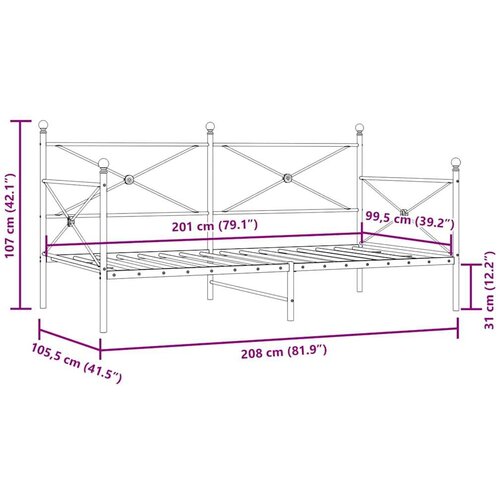VidaXL Dnevni krevet bez madraca crni 100x200 cm čelik Slike