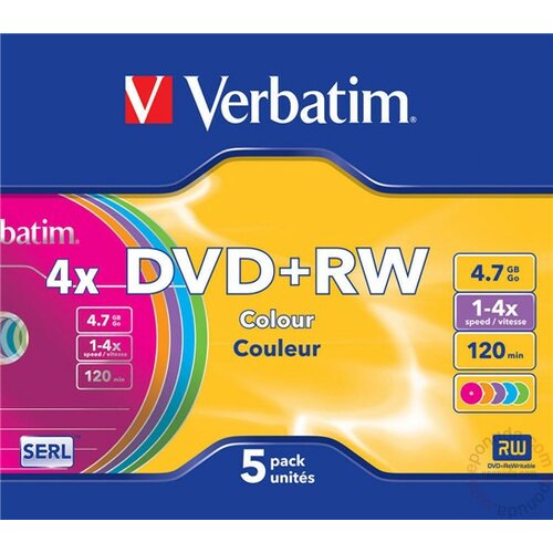 Verbatim DVD+RW 4.7GB COLOR SLIM CASE 43297 disk Slike