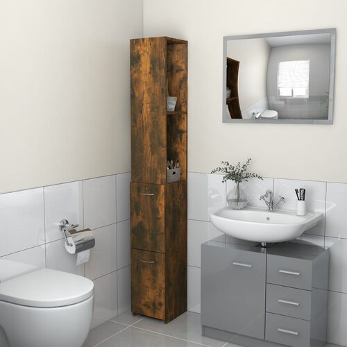 vidaXL Kopalniška omarica dim. hrast 25x25x170 cm konstruiran les Cene