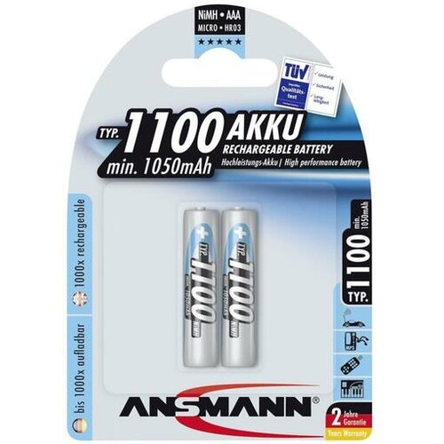 Ansmann 1x2 NiMH rech. battery 1100 Micro AAA 1050 mAh Slike