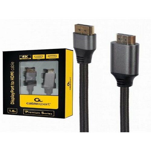 Gembird CC-DP-HDMI-4K-6 DisplayPort na HDMI interface kabl,4K at 60 Hz, Premium Series 1.8m 40019 Slike