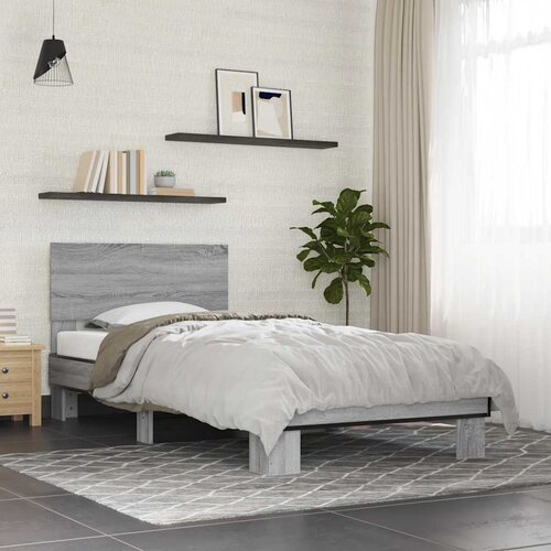 Furnova Posteljni okvir siva sonoma 75x190 cm inženirski les in kovina, (21936056) Slike