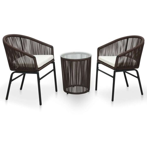 PVC 3-dijelni bistro set od ratana s jastucima smeđi Cene