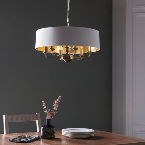  Endon 98933 - Luster na lancu HIGHCLERE 6xE14/40W/230V bela/mesing Slike