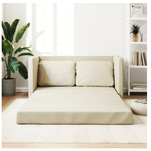 VidaXL Podni kauč na razvlačenje 2-u-1 krem 112x174x55 cm umjetna koža Slike