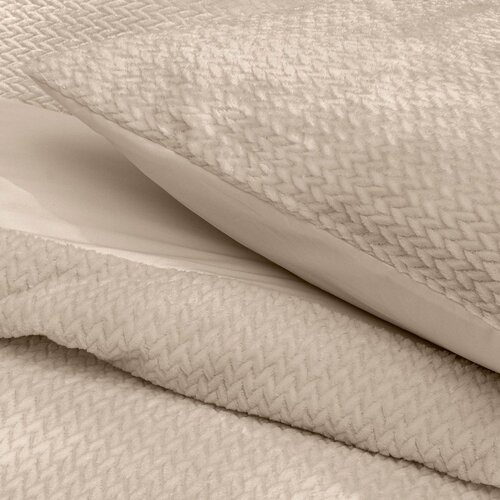 Douceur d int&amp;eacute;rieur Bež 3-dijelna flanelska posteljina za bračni krevet/za produženi krevet 240x220 cm Flanela &amp;ndash; Slike