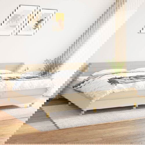 The Living Store Box spring postelja z vzmetnico krem 200x200 cm blago - Box Spring Postelja, (21512867) Cene