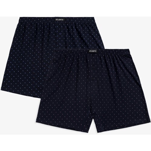 Atlantic men's classic boxer shorts with buttons 2PACK - navy blue with pattern Slike