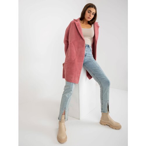 Fashion Hunters Powdery pink lady's alpaca coat with Eveline wool Slike