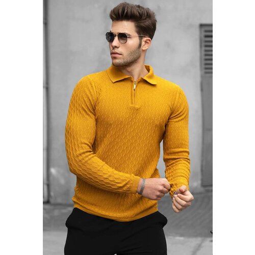 Madmext Mustard Polo Neck Sweater 4713 Slike