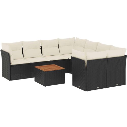 VidaXL 9-dijelni set vrtnih sofa s jastucima crni od poliratana Slike