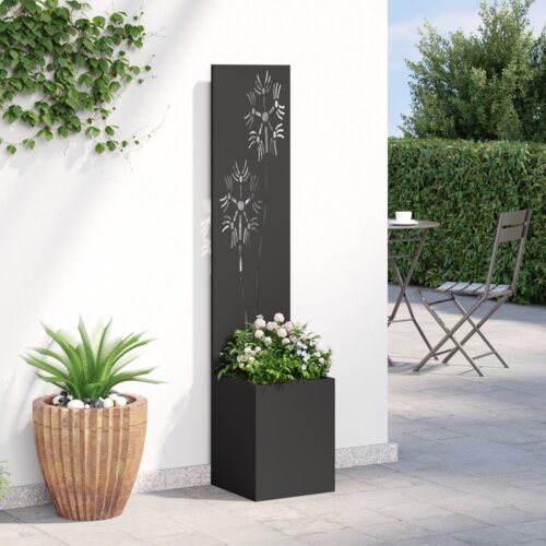 VidaXL Vrtni Sadič s Dekorativnom Pločom Crna 32 x 140 cm Slike