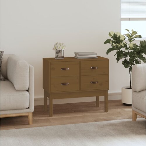 vidaXL Konzolna mizica medeno rjava 90x40x78 cm trdna borovina Cene