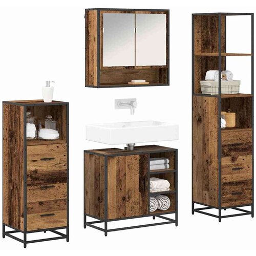 VidaXL set namje&amp;scaron;taja za kupaonicu 4 pcs staro drvo 65 x 33 x 60 cm Slike