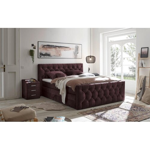 MID.YOU POSTELJA BOXSPRING 180 cm x 200 cm , tekstil, leseni material barve jajčevca Cene