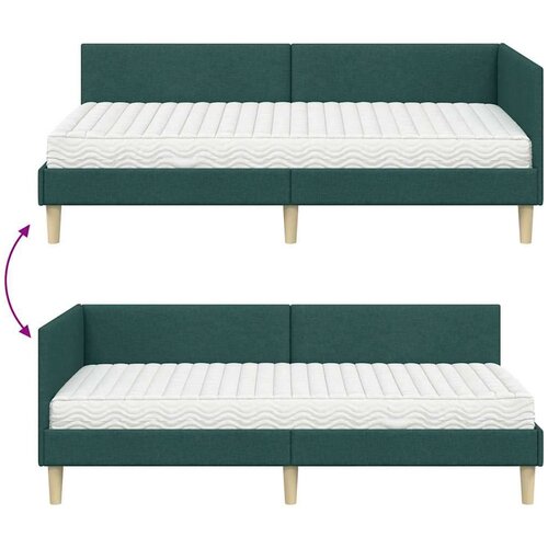  Kutni krevetni okvir s madracem Ostalo 2 pcs Zelena tkanina Slike