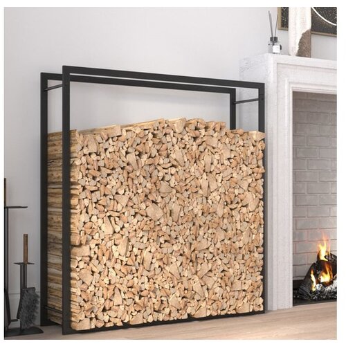 Stojalo za drva mat črno 110x28x116 cm jeklo Cene