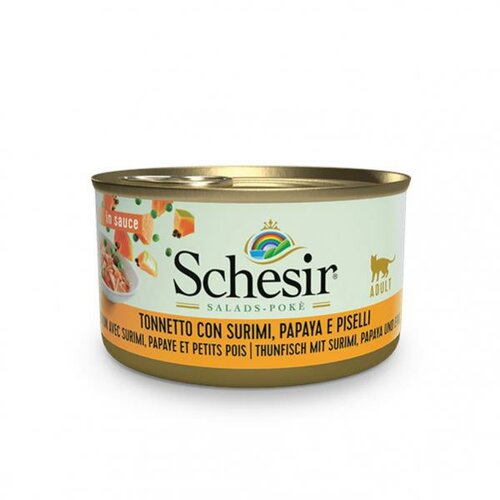 Schesir Salad konzerva za mačke - Tuna, surimi, papaja i grašak 85g Slike