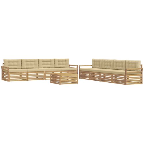  Set vanjskih sofa 9 kom. Bijela i bež Slike