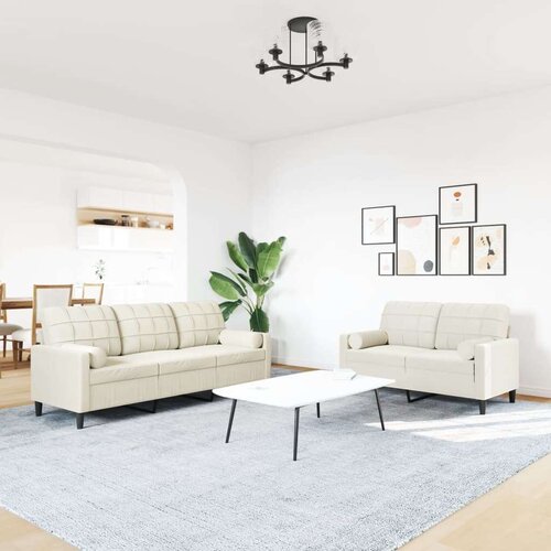 VidaXL 2-dijelni set sofa s jastucima krem bar&amp;scaron;unasti Slike
