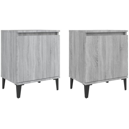  Noćni ormarići s metalnim nogama boja sivog hrasta 40x30x50 cm Slike
